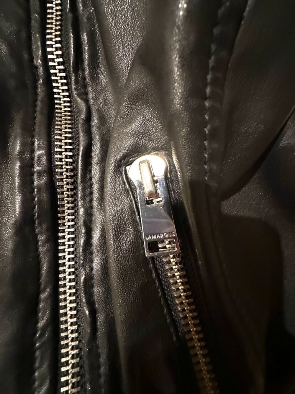 LAMARQUE BLACK LEATHER HOODIE BIKER JACKET MEDIUM - Picture 4 of 7